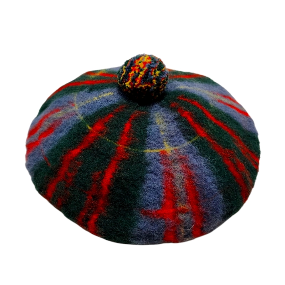 Vtg 'Mcdonald of the Isle' Scottish Tartan 100% Wool Beret Highland Colorful Hat